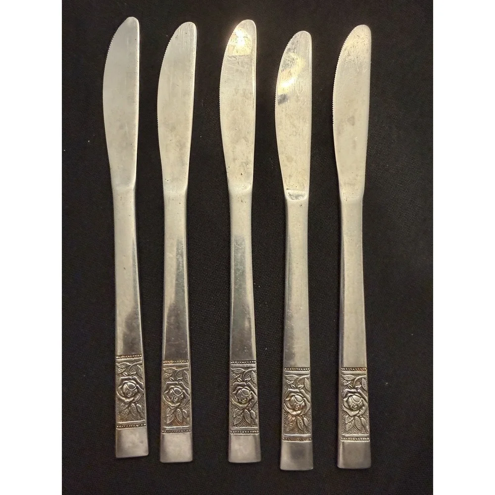 National Stainless Japan Vintage Laureen Place Rose Set 19 Forks Spoons Knives